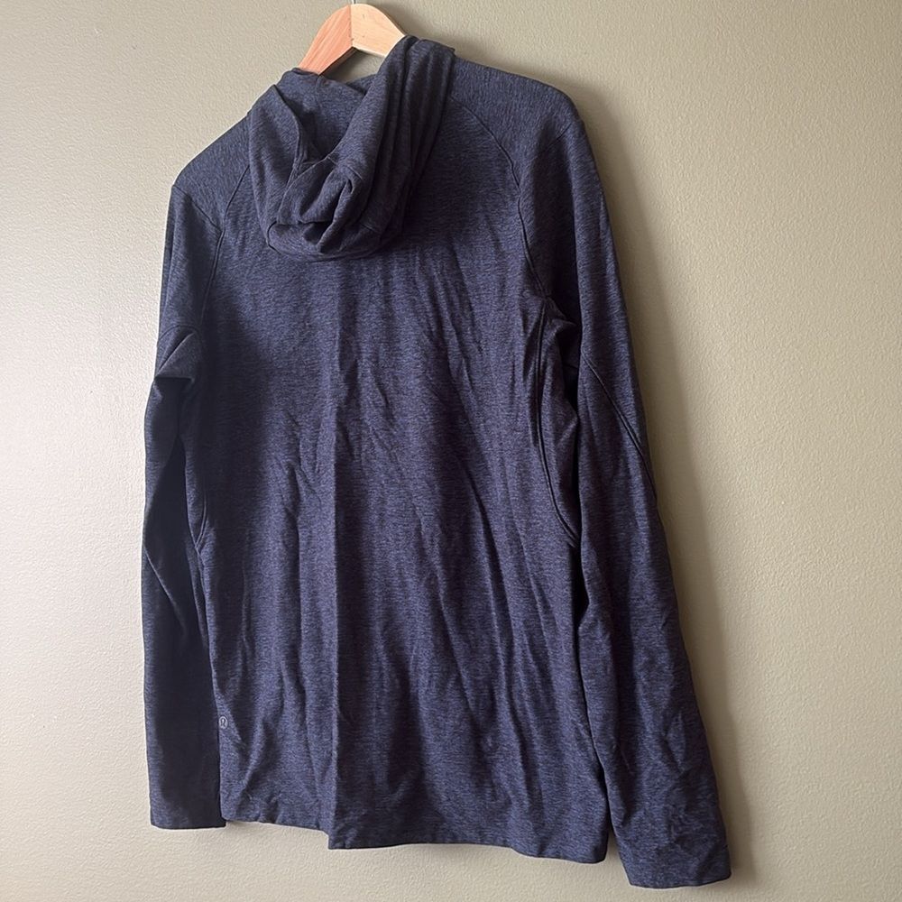 Lululemon Men’s Surge Full Zip Light Weight Sweater Heathered Navy Blue Sz L - Picture 11 of 12